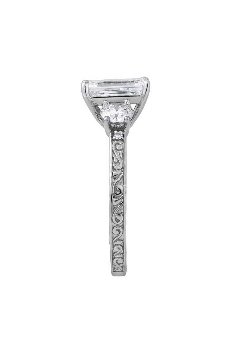 Novelle 14K Gold 2.65 Ct Emerald Cut Lab Grown Diamond Engagement Ring, Alternate, color, 14K White Gold