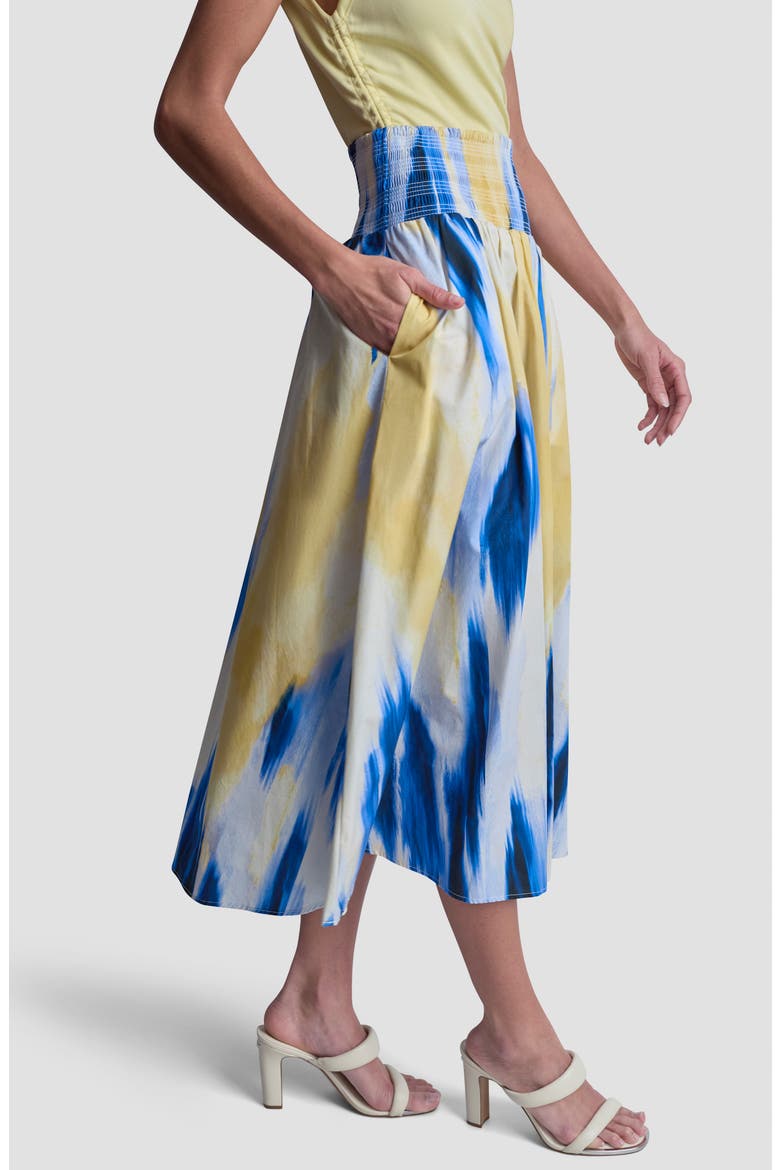 Abstract Print Poplin Midi Skirt, Alternate, color, SUNLIT SHORELINE