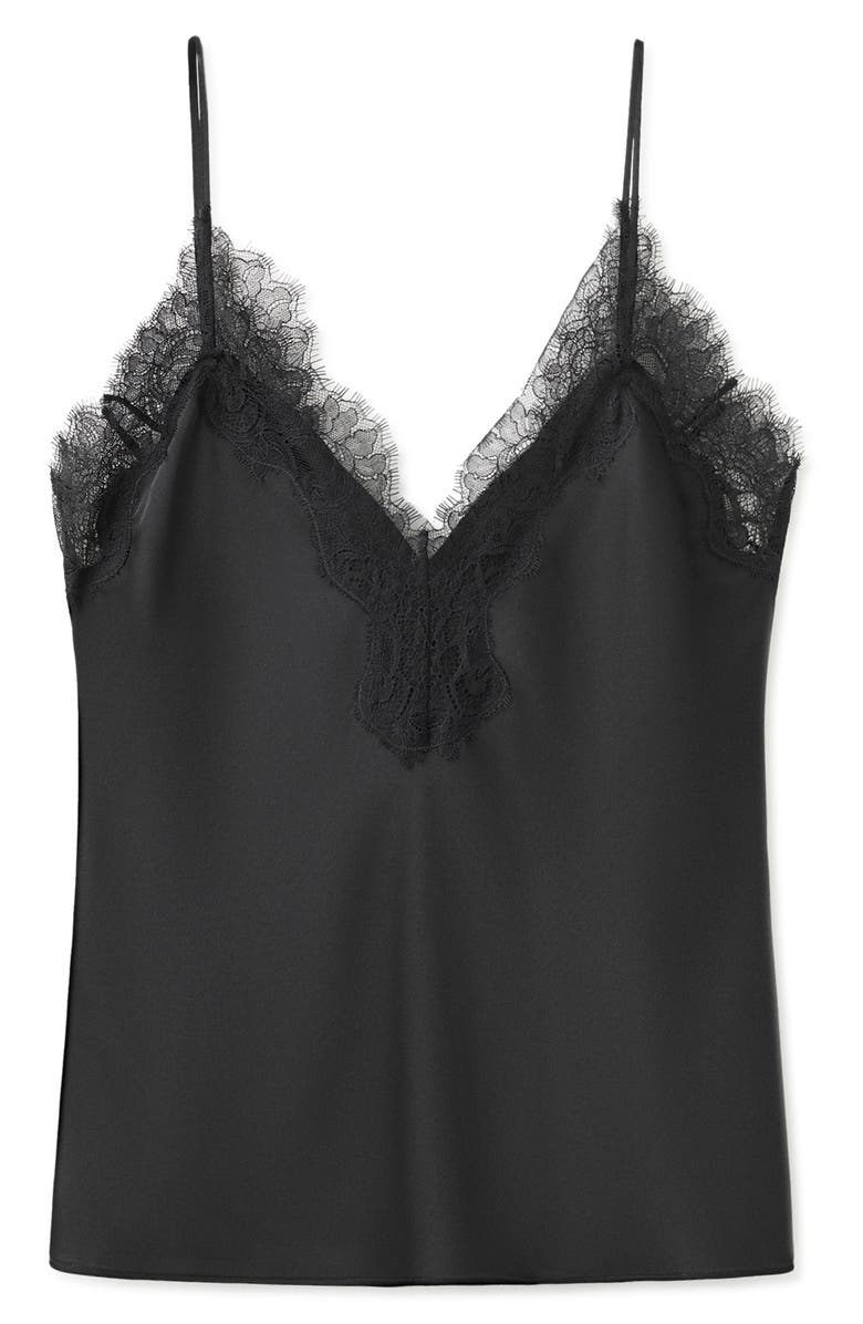 MANGO Lace Detail Matte Satin Camsisole, Alternate, color, 