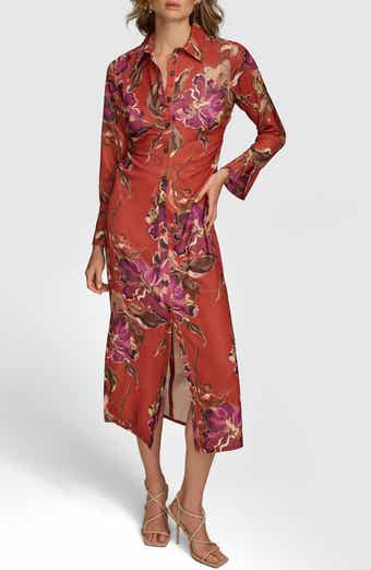 Floral Print Bracelet Sleeve Shirtdress