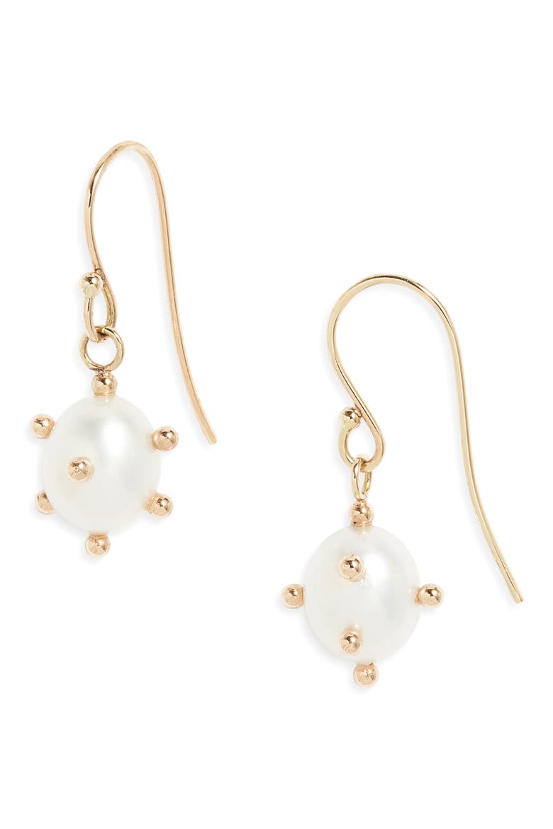 Bubble Cultured Pearl Drop Earrings, Main, color, GOLD
