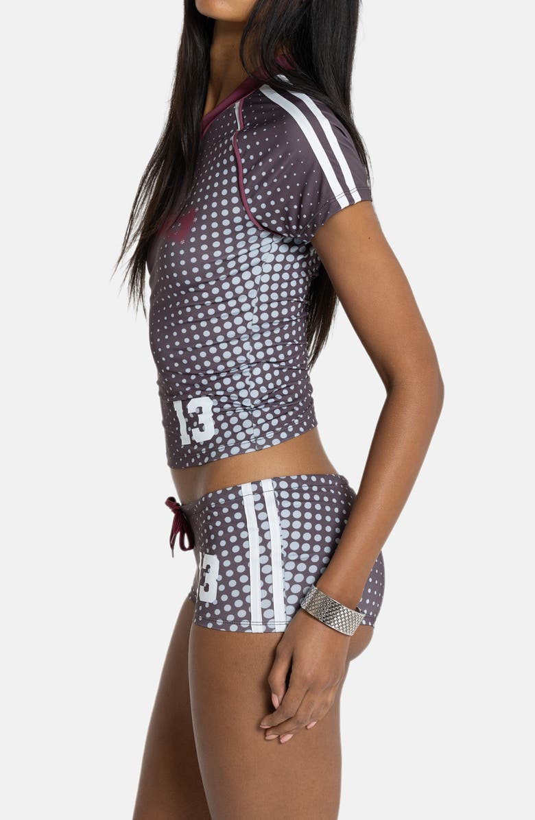 JADED LONDON Illusion Print Football Crop T-Shirt, Alternate, color, Grey