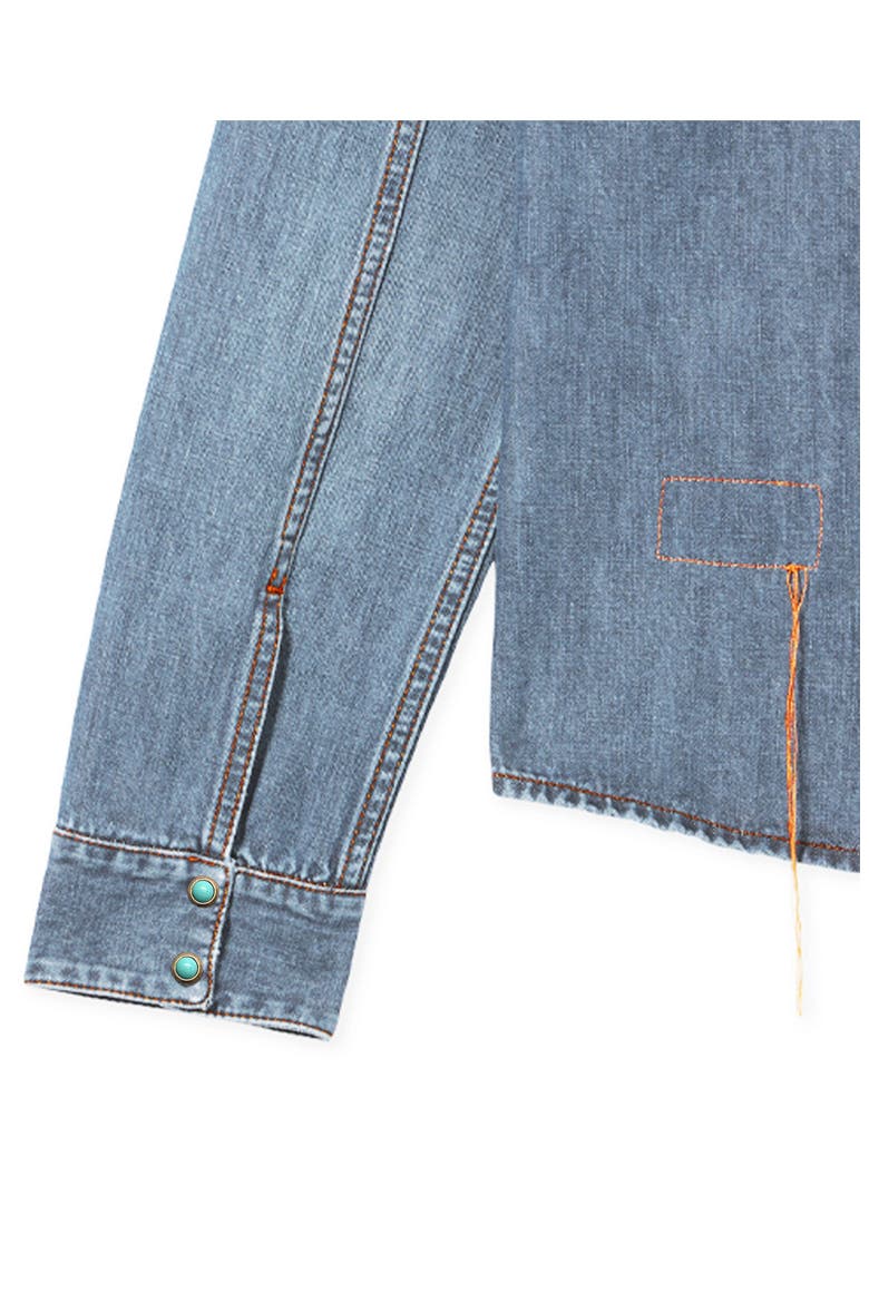 Brigitte Slim Fit Bleach Wash Denim Shirt, Alternate, color, PALE BLUE