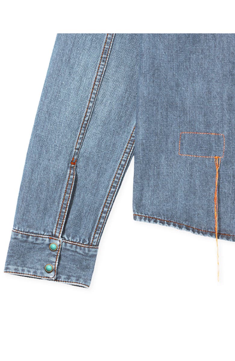 Fortela Brigitte Slim Fit Bleach Wash Denim Shirt, Alternate, color, Pale Blue