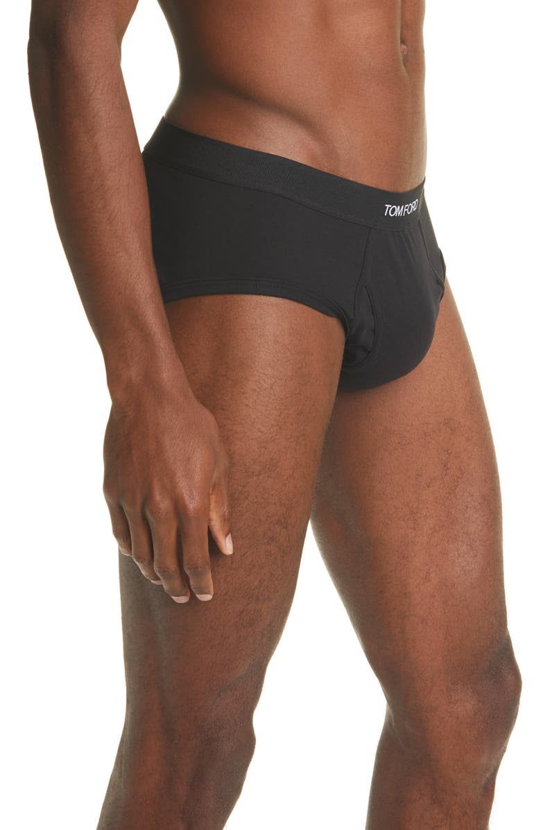 TOM FORD 2-Pack Cotton Stretch Jersey Briefs, Alternate, color, Black