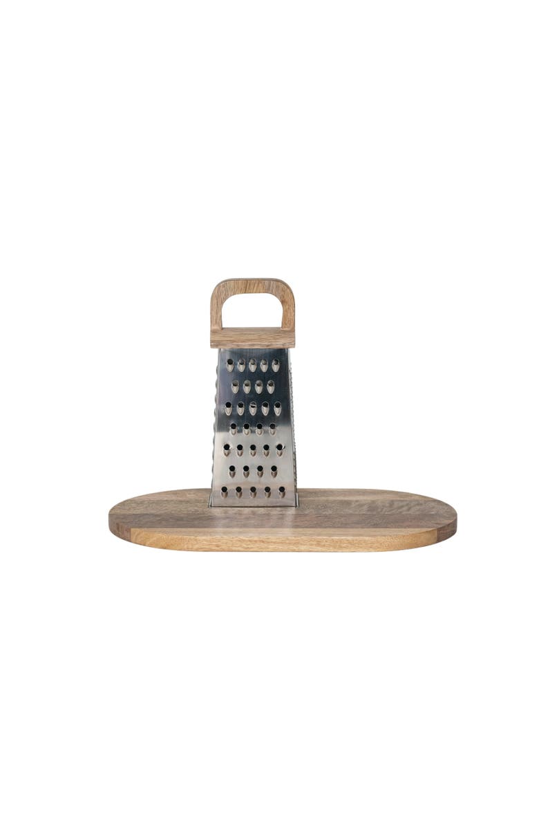 Storied Home Steel Grater with Mango Wood Cheese Board, Main, color, Natural