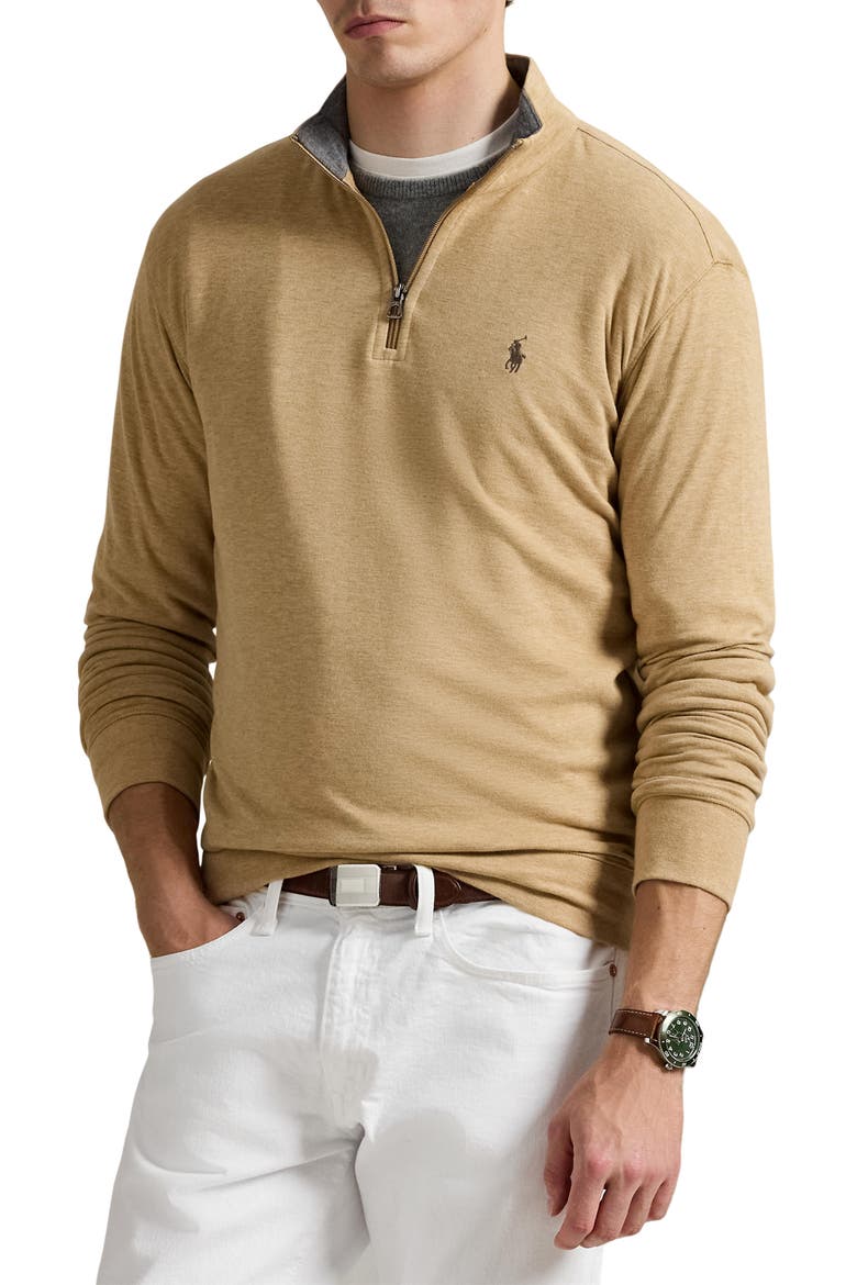 Polo Ralph Lauren Lux Heathered Quarter Zip Pullover (Men) | Nordstrom