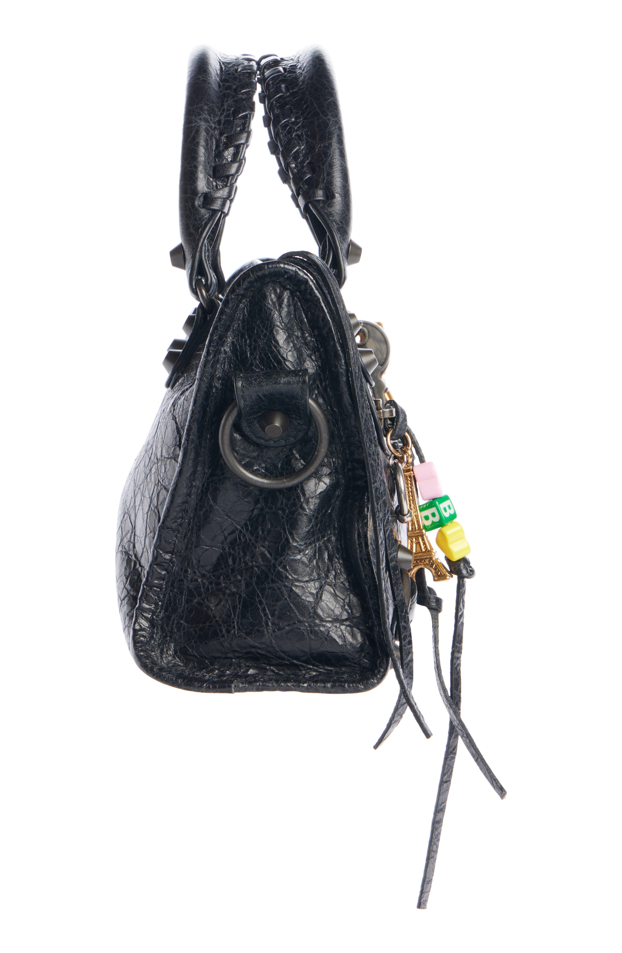 Balenciaga Small Le City Lambskin Leather Handbag with Charms, Alternate, color, 