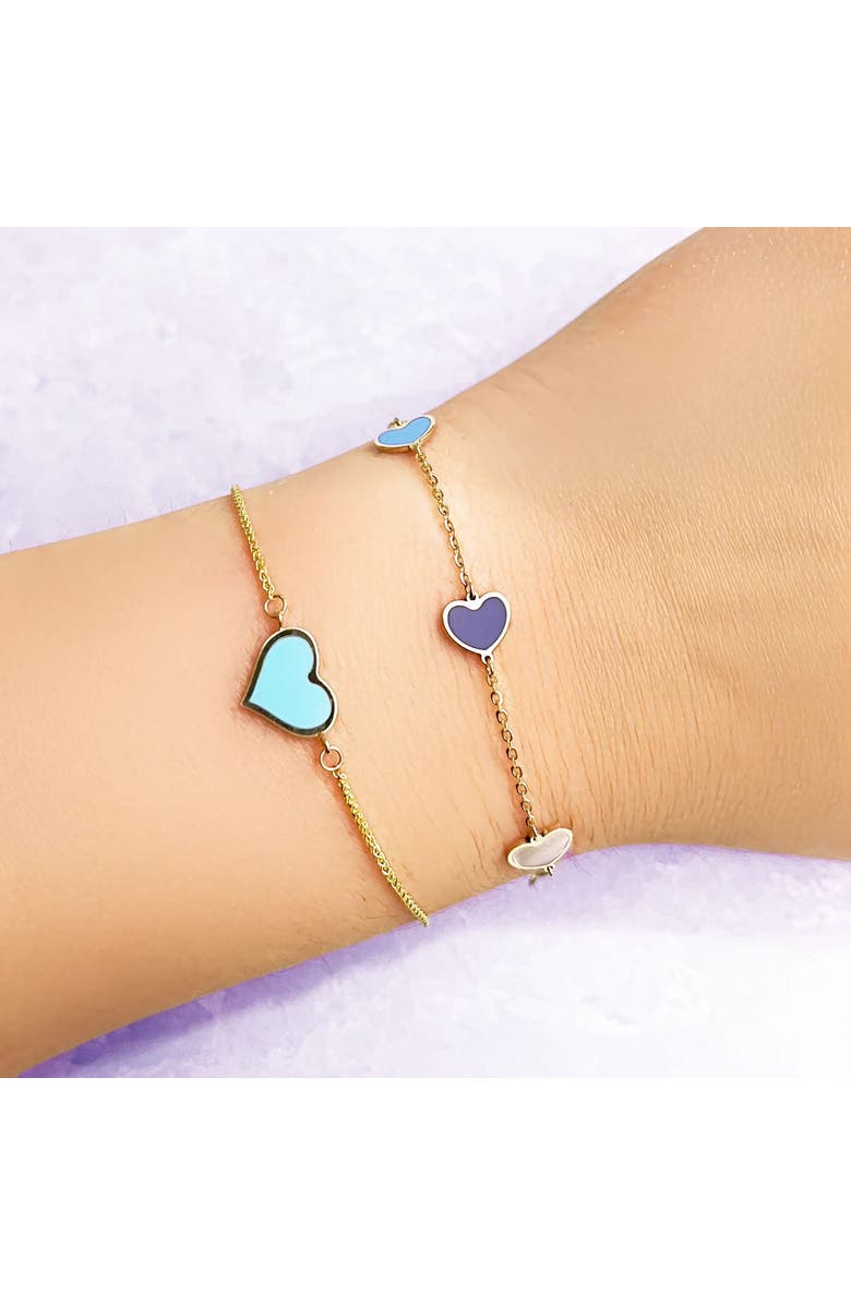 The Lovery Fine Jewelry Mixed Blue Heart Station Bracelet, Alternate, color, Mixed Blue