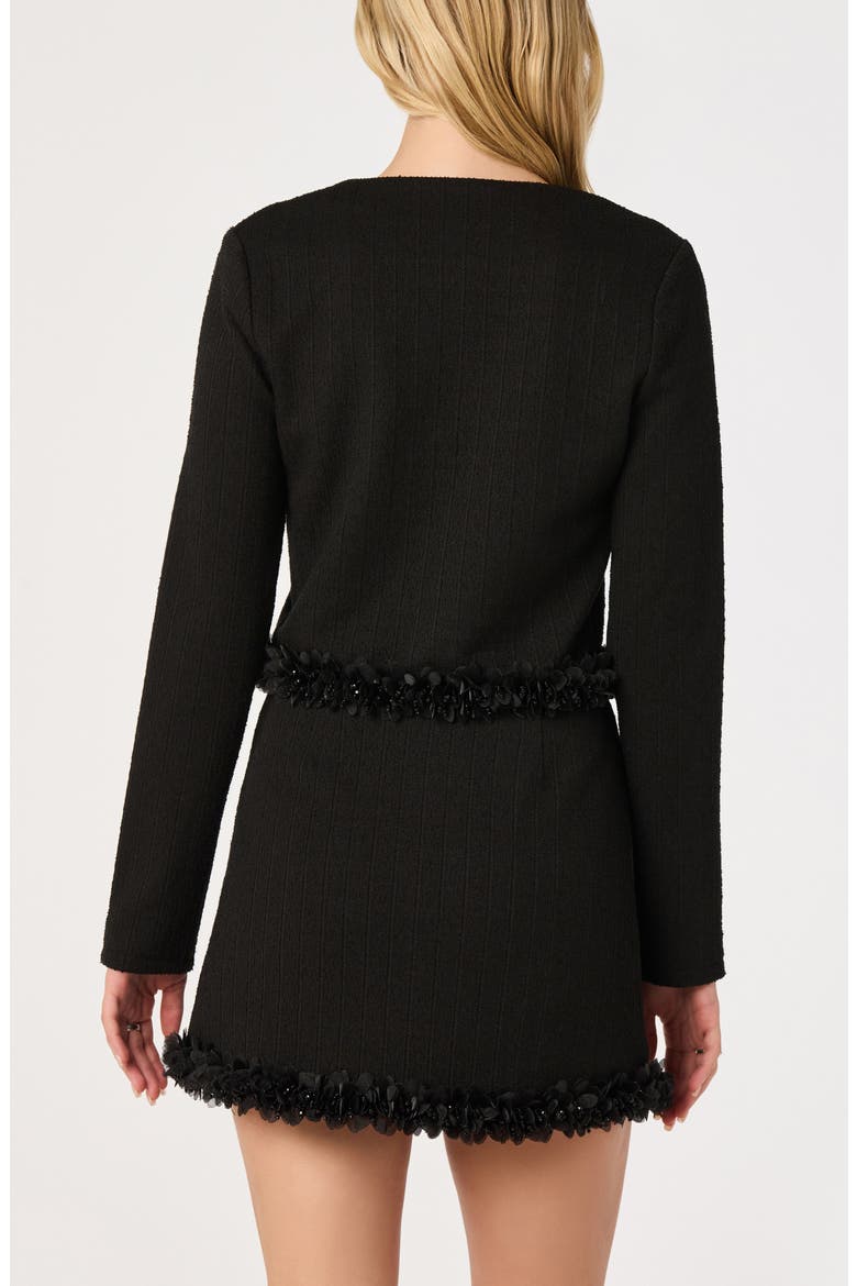Claire Floral Trim Cropped Jacket, Alternate, color, BLACK