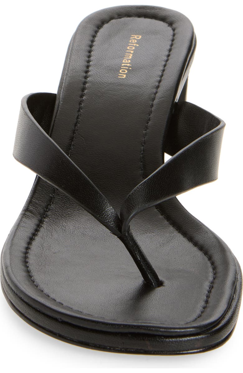 Reformation Jessie Block Heel Sandal, Alternate, color, Black Leather
