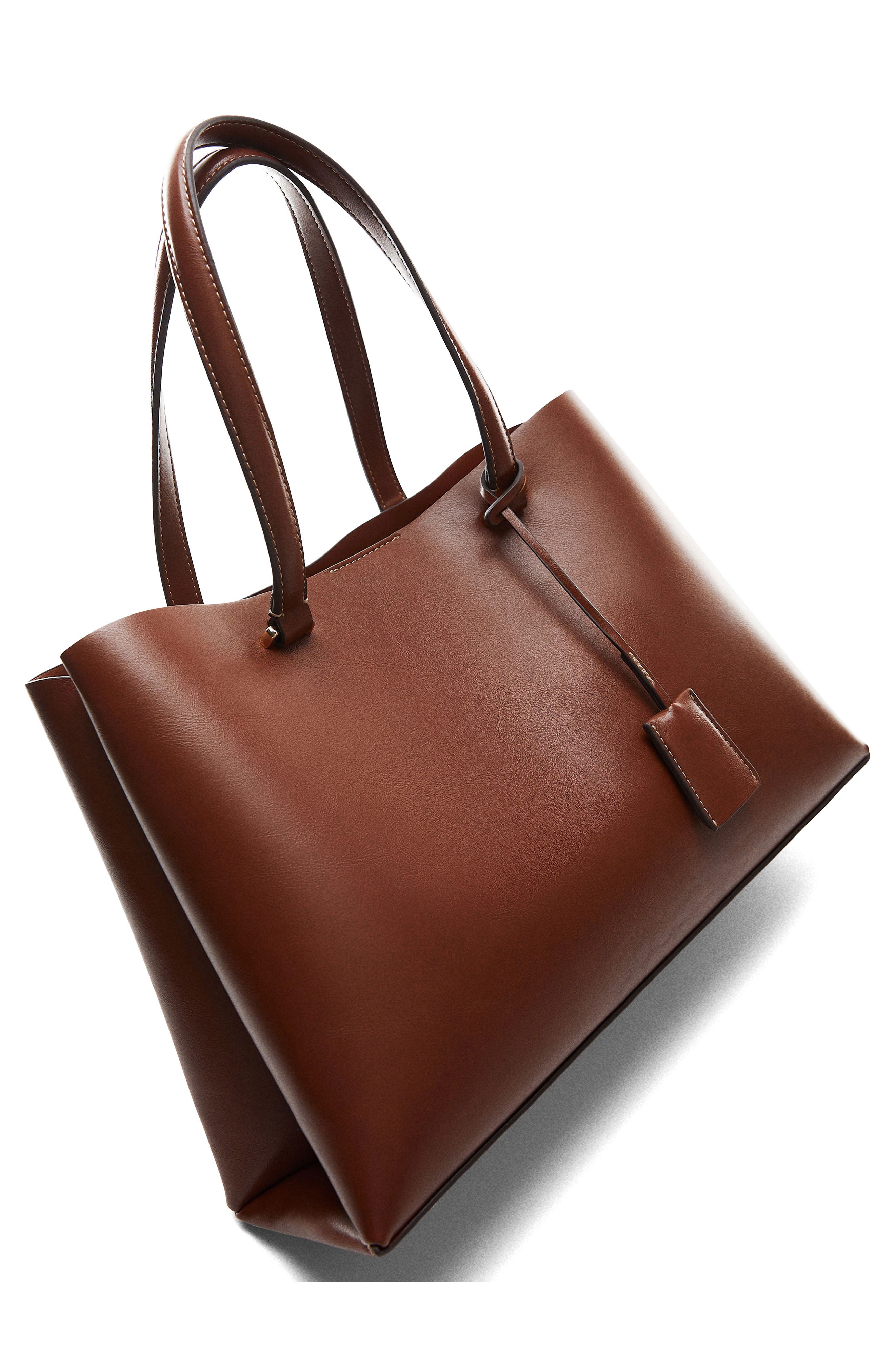 MANGO Double Compartment Faux Leather Shopper Bag, Alternate, color, 