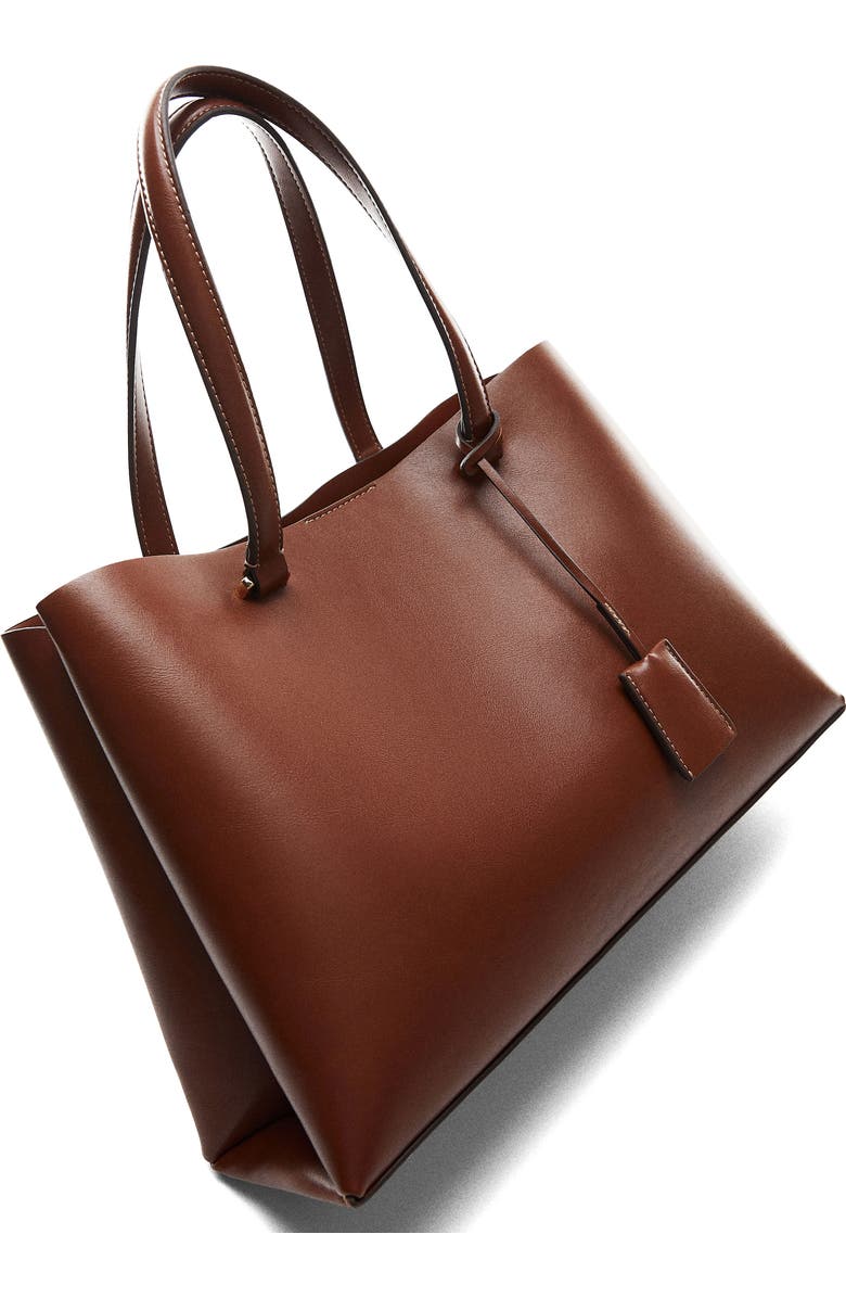 MANGO Double Compartment Faux Leather Shopper Bag, Alternate, color,