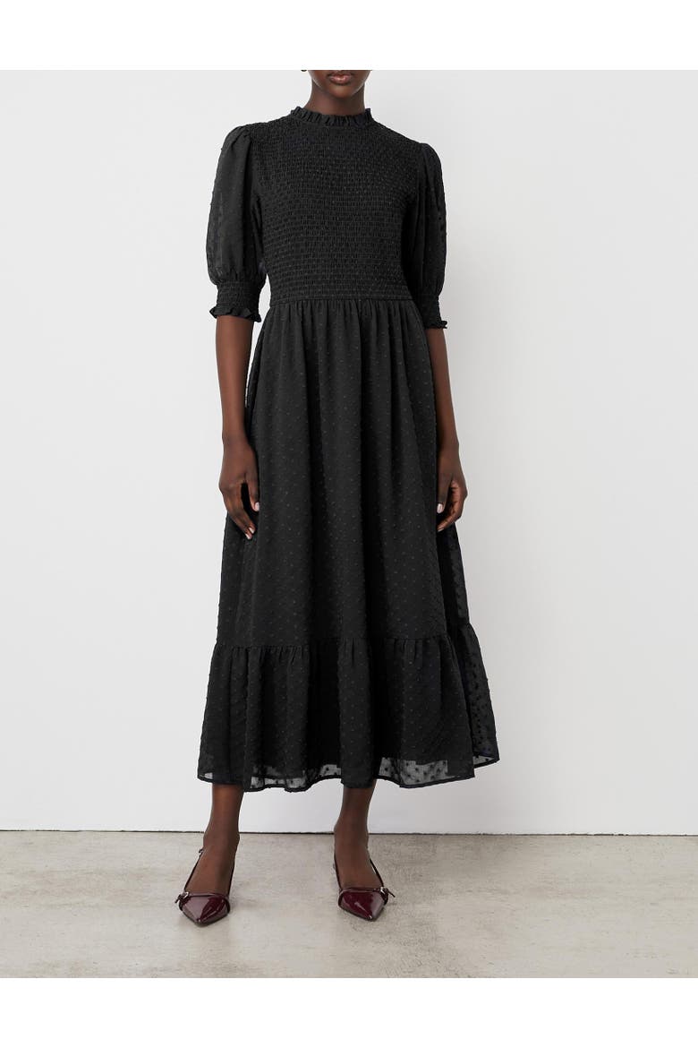 Amelia 3/4 Sleeve Chiffon Midi Dress, Alternate, color, Black