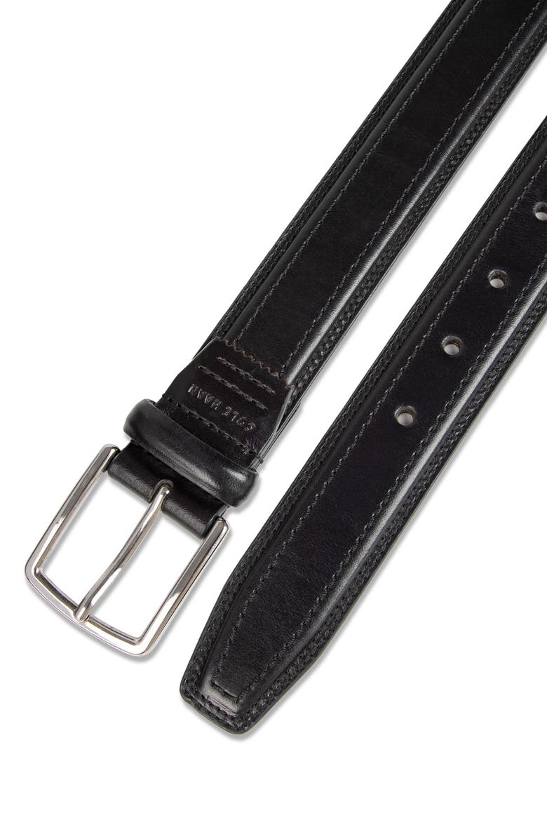 Cole Haan Stitched Leather Belt, Alternate, color, Black