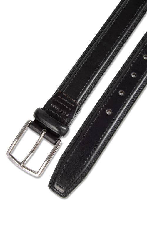 Cole Haan Stitched Leather Belt In Black
