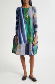 Pleats Please Issey Miyake City Collage Pleated Dress