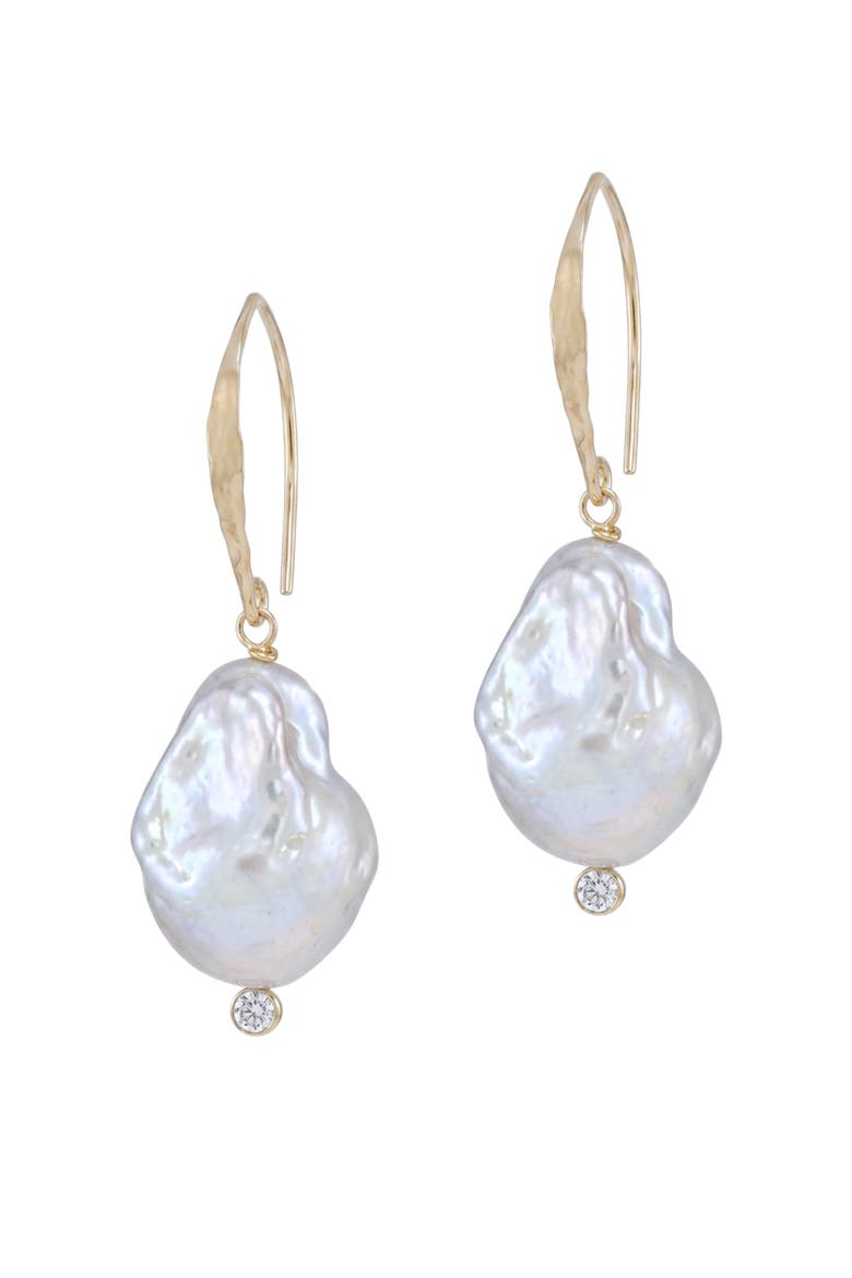 Silver Baroque Pearl Earrings, Main, color, 14K Yellow Gold