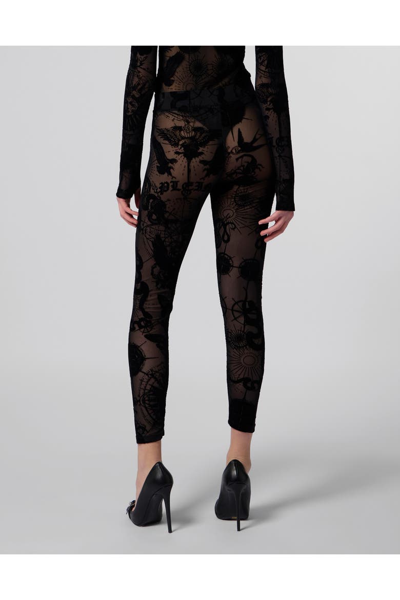 Tulle Leggings Flock Butterfly Tattoo Women, Alternate, color, black