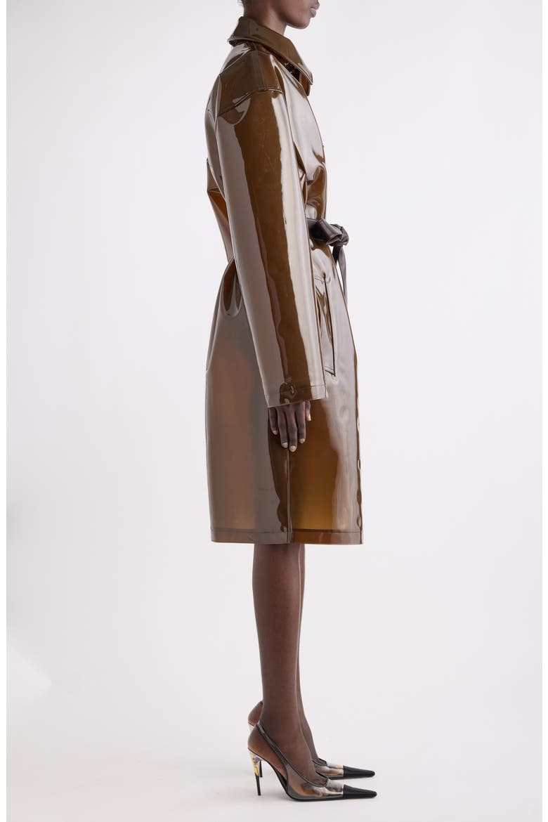 Belted Polyurethane Mac Coat, Alternate, color, DARK MACADAMIA/ MARRON FONCE
