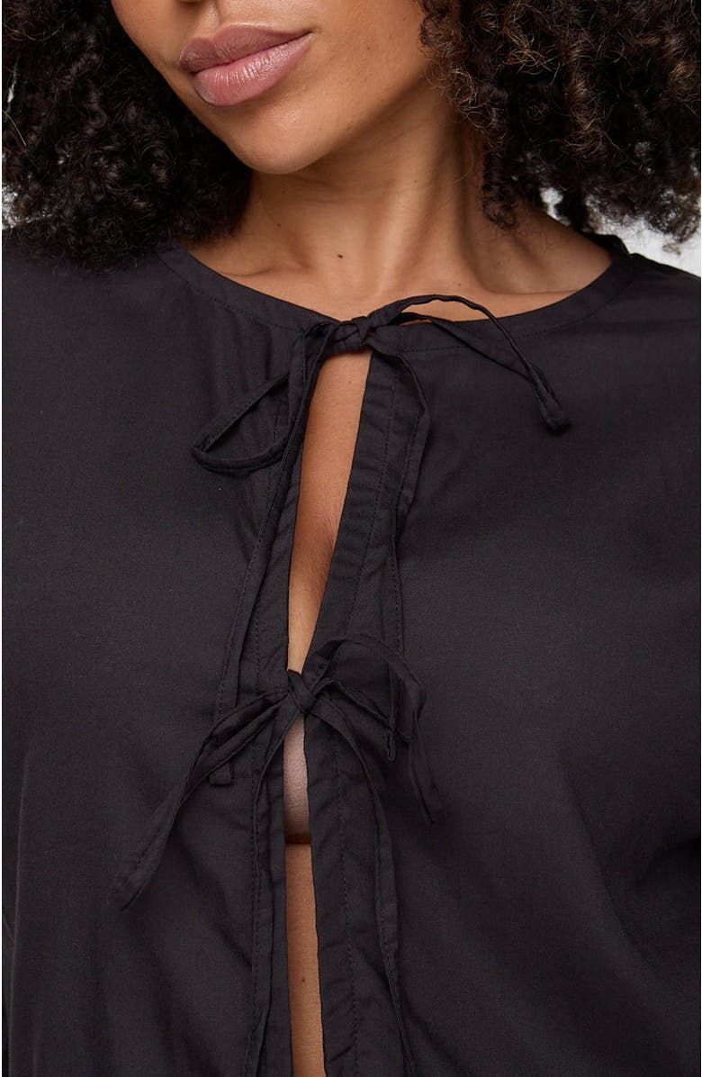 Turtledove London Organic Cotton Blake Tie Front Top, Alternate, color, Black