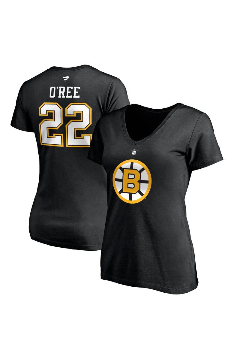 FANATICS Women's Fanatics Branded Willie O'Ree Black Boston Bruins Authentic Stack Retired Player Name & Number V-Neck T-Shirt, Main, color, Black