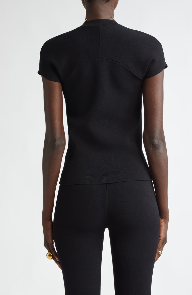 ST. JOHN Interlock Knit Short Sleeve Sweater, Alternate, color, 