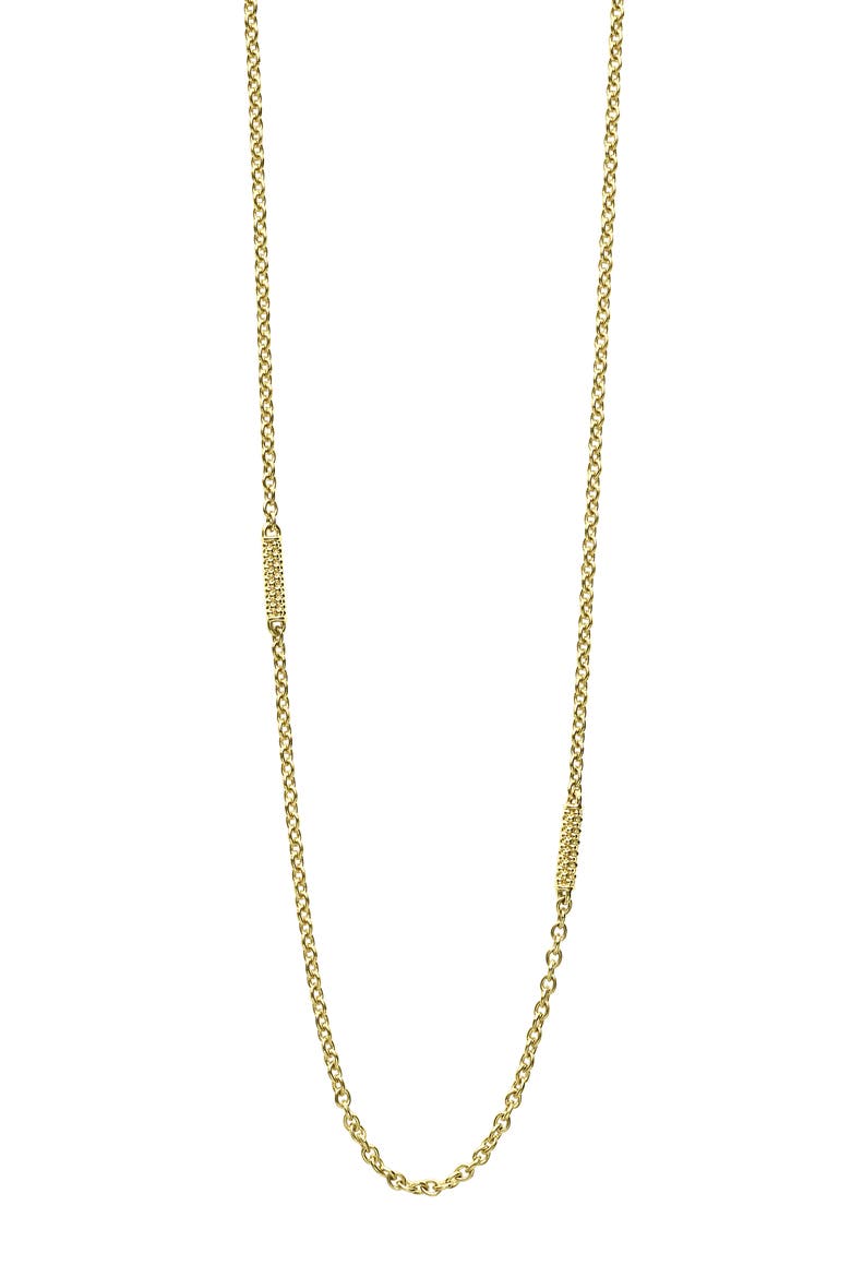 Signature Caviar Long Station Necklace, Main, color, GOLD