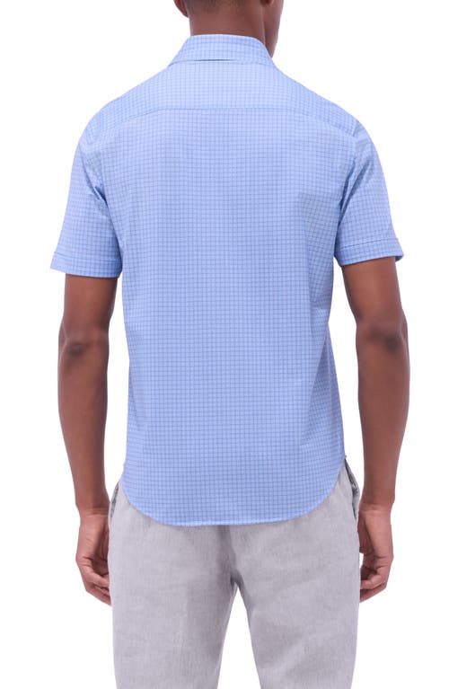 Bugatchi Miles Ooohcotton® Geometric Print Short Sleeve Button-up Shirt In Air Blue