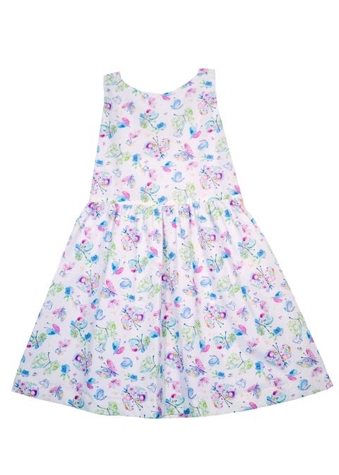 Butterfly Print Dress with Back Bow