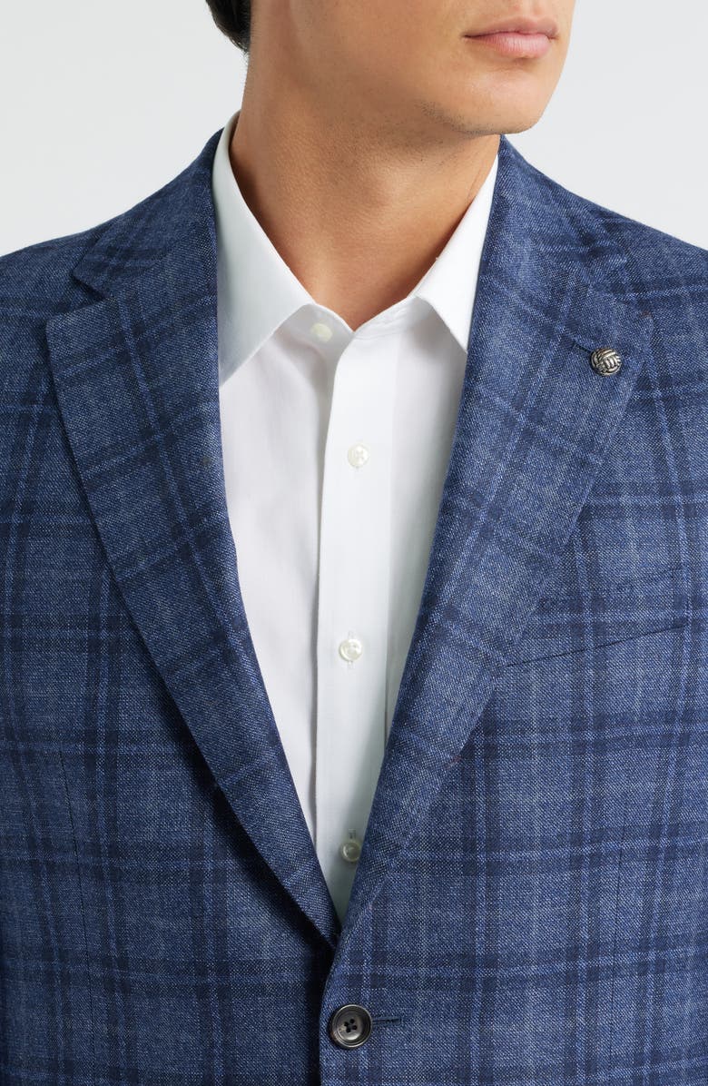 Jack Victor Midland Contemporary Fit Blue Plaid Wool Sport Coat, Alternate, color, Mid Blue