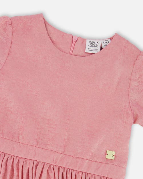 Deux Par Deux Short Sleeve Dress With Pleated Skirt In Pink