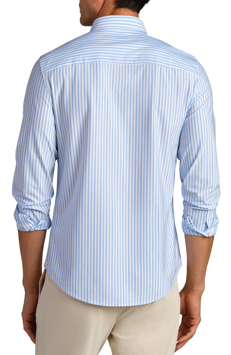 Rhone Commuter Slim Fit Stripe Performance Button-Up Shirt, Alternate, color, Light Blue/ White Stripe