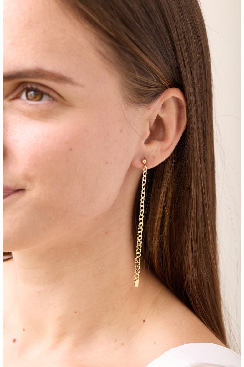 14K Gold Curb Chain Linear Earrings (Nordstrom Exclusive), Alternate, color, 14K YELLOW GOLD