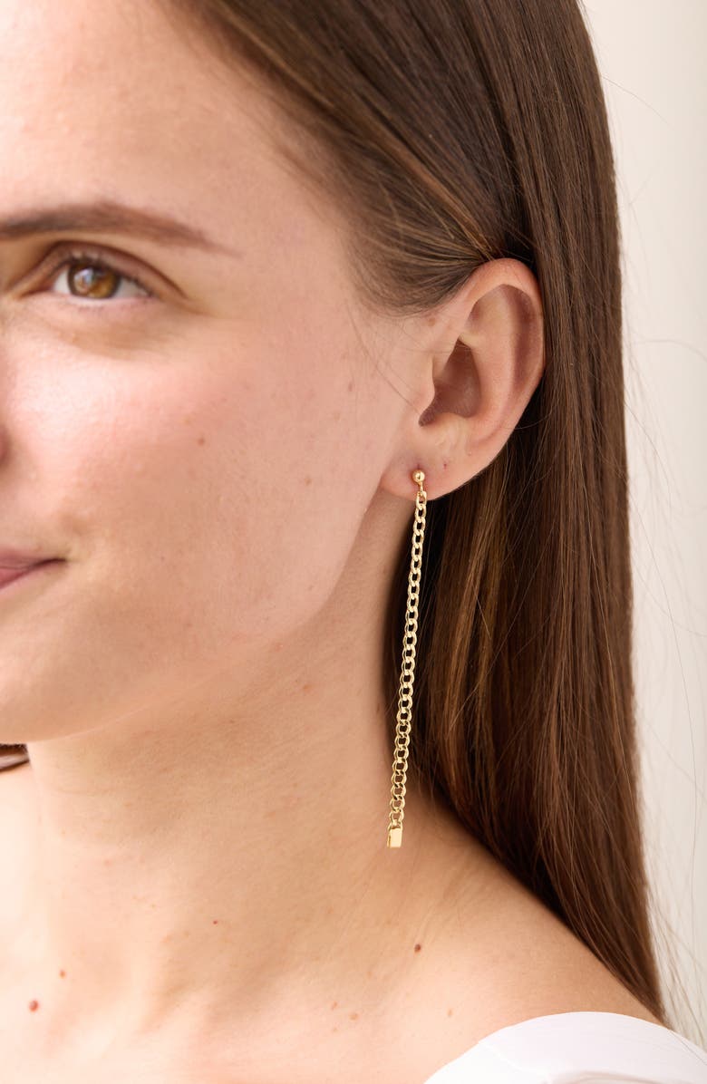 Bony Levy 14K Gold Curb Chain Linear Earrings, Alternate, color, 14K Yellow Gold