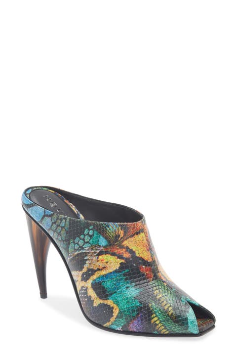 Horn Shaped Heel Peep Toe Mule