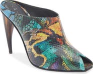 McQueen Horn Shaped Heel Peep Toe Mule