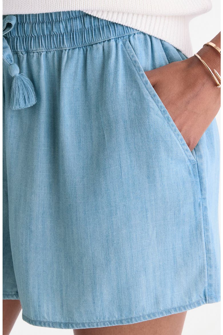 Frankie Chambray Drawstring Shorts, Alternate, color, LIGHT ACID WASH