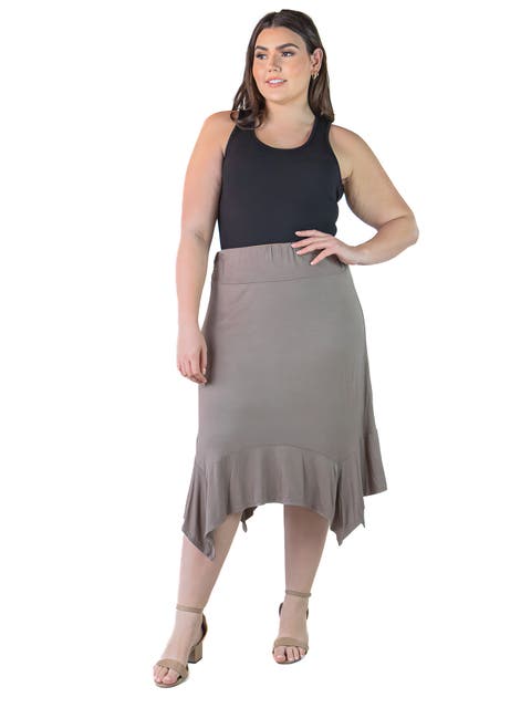 Knee Length Elastic Waist Skirt