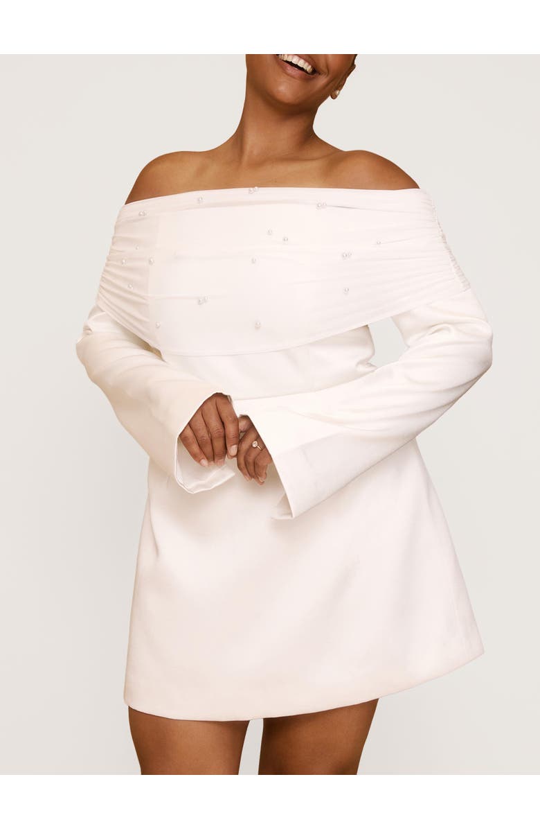 Six Stories Bardot Mini Dress, Alternate, color, Soft White