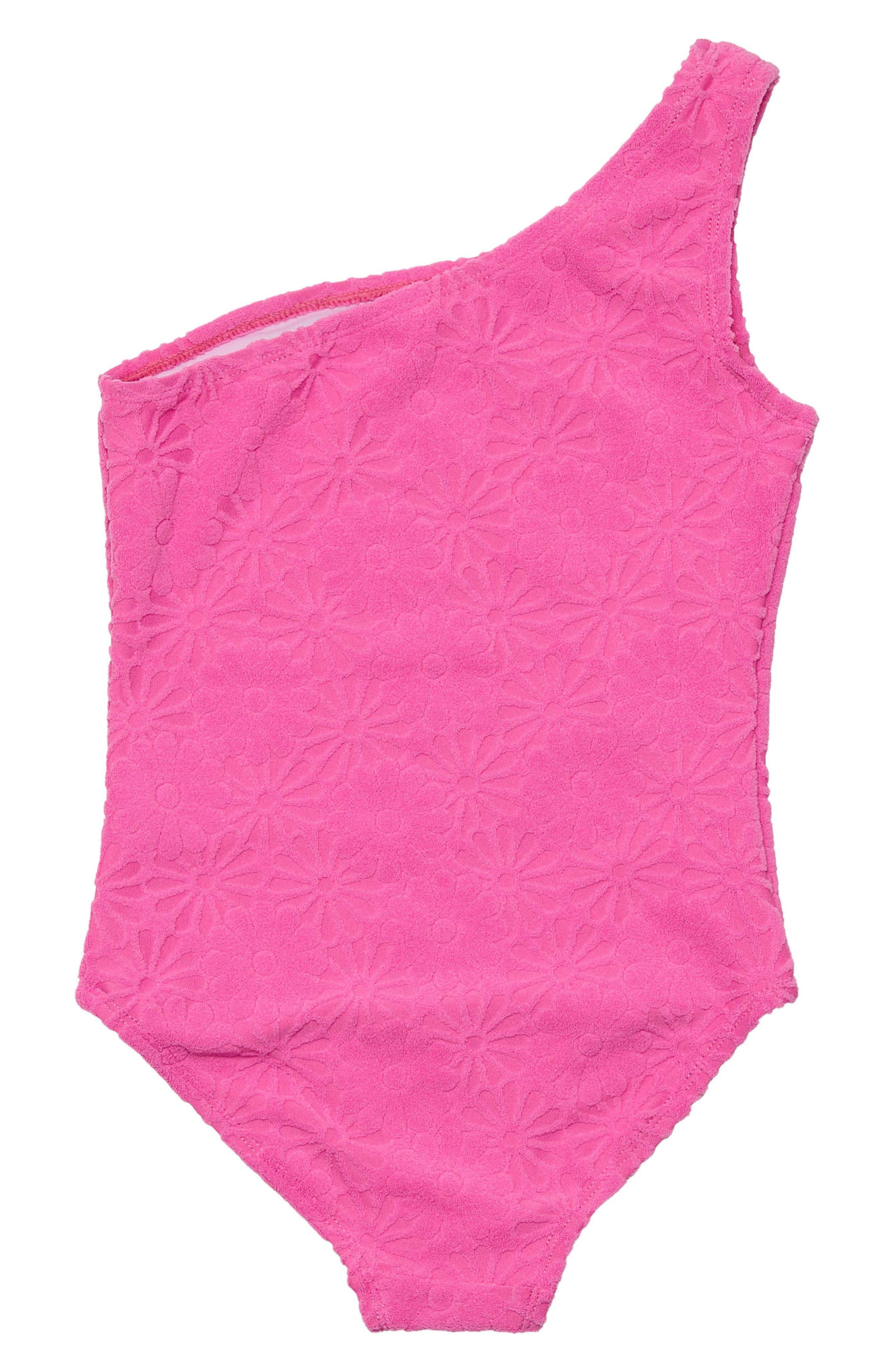 Snapper Rock Kids' Bubblegum Bloom One-Shoulder One-Piece Swimsuit ...