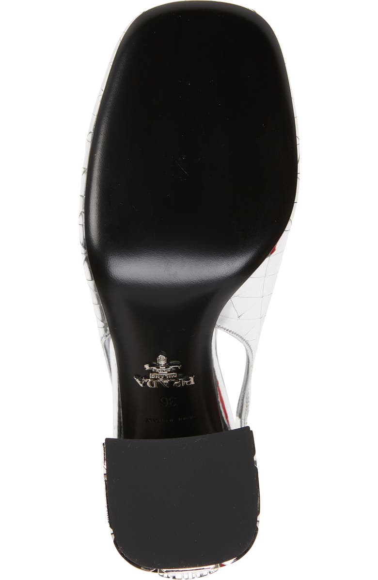 Prada Logo Metallic Slingback Sandal, Alternate, color,