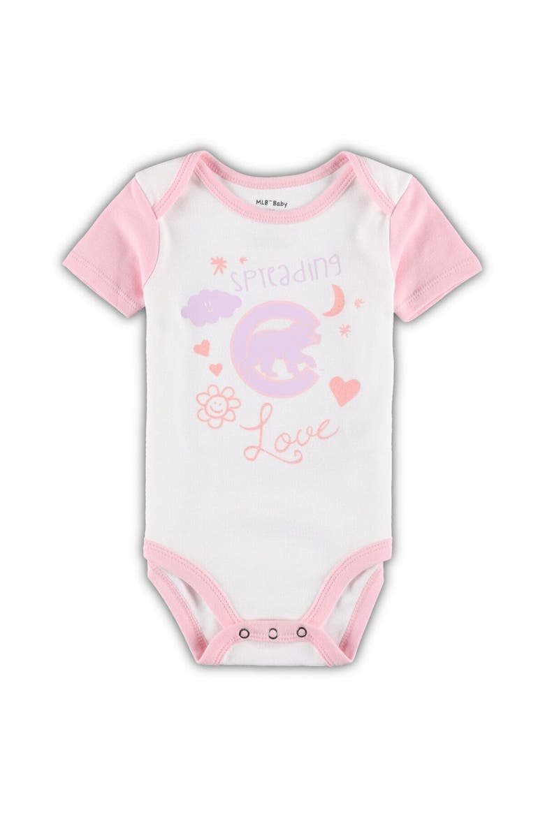 Newborn & Infant White/Pink Chicago Cubs Spreading Love Bodysuit & Tutu with Leggings Set, Alternate, color, White