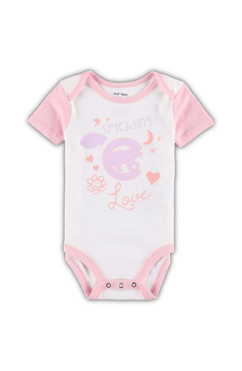 Outerstuff Newborn & Infant White/Pink Chicago Cubs Spreading Love Bodysuit & Tutu with Leggings Set, Alternate, color, White