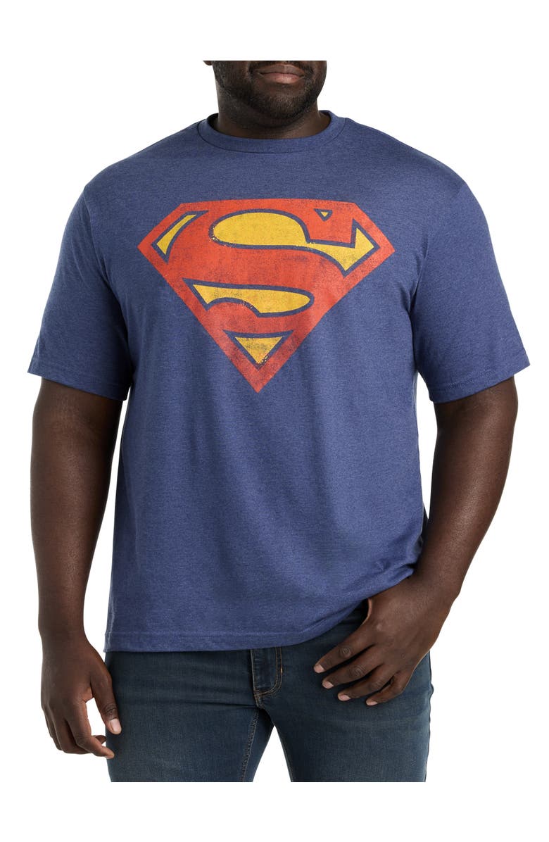 True Nation by DXL Classic Superman Logo Graphic Tee, Main, color, Navy Heather