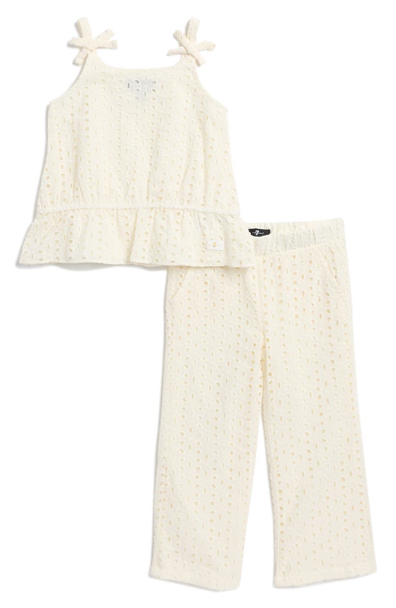 7 For All Mankind Kids' Cotton Eyelet Tank & Pants Set, Main, color, 