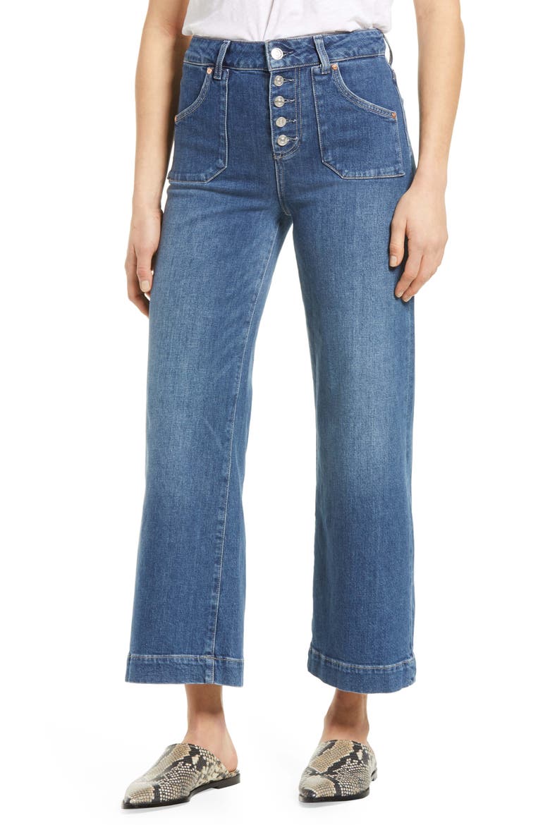 Anessa High Waist Button Fly Wide Leg Jeans, Main, color, MIRELLA