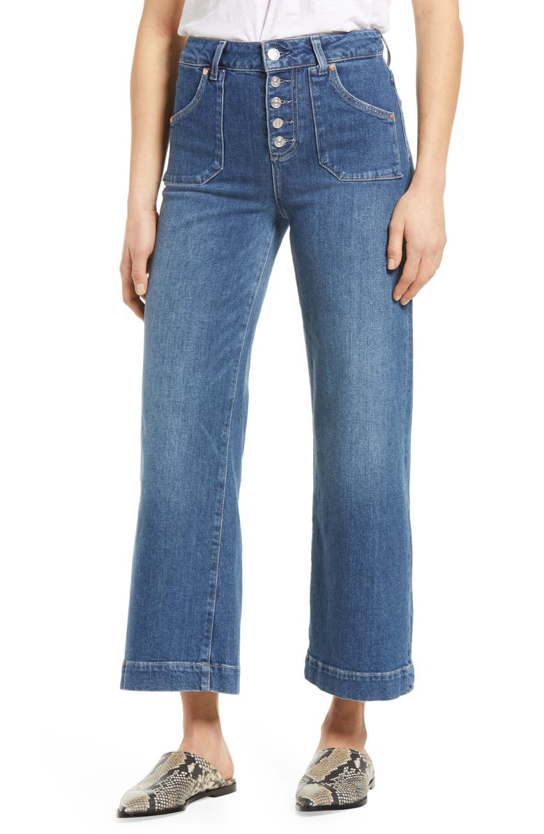 PAIGE Anessa High Waist Button Fly Wide Leg Jeans, Main, color, 