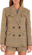 English Factory Glen Check Bow Detail Double Breasted Blazer