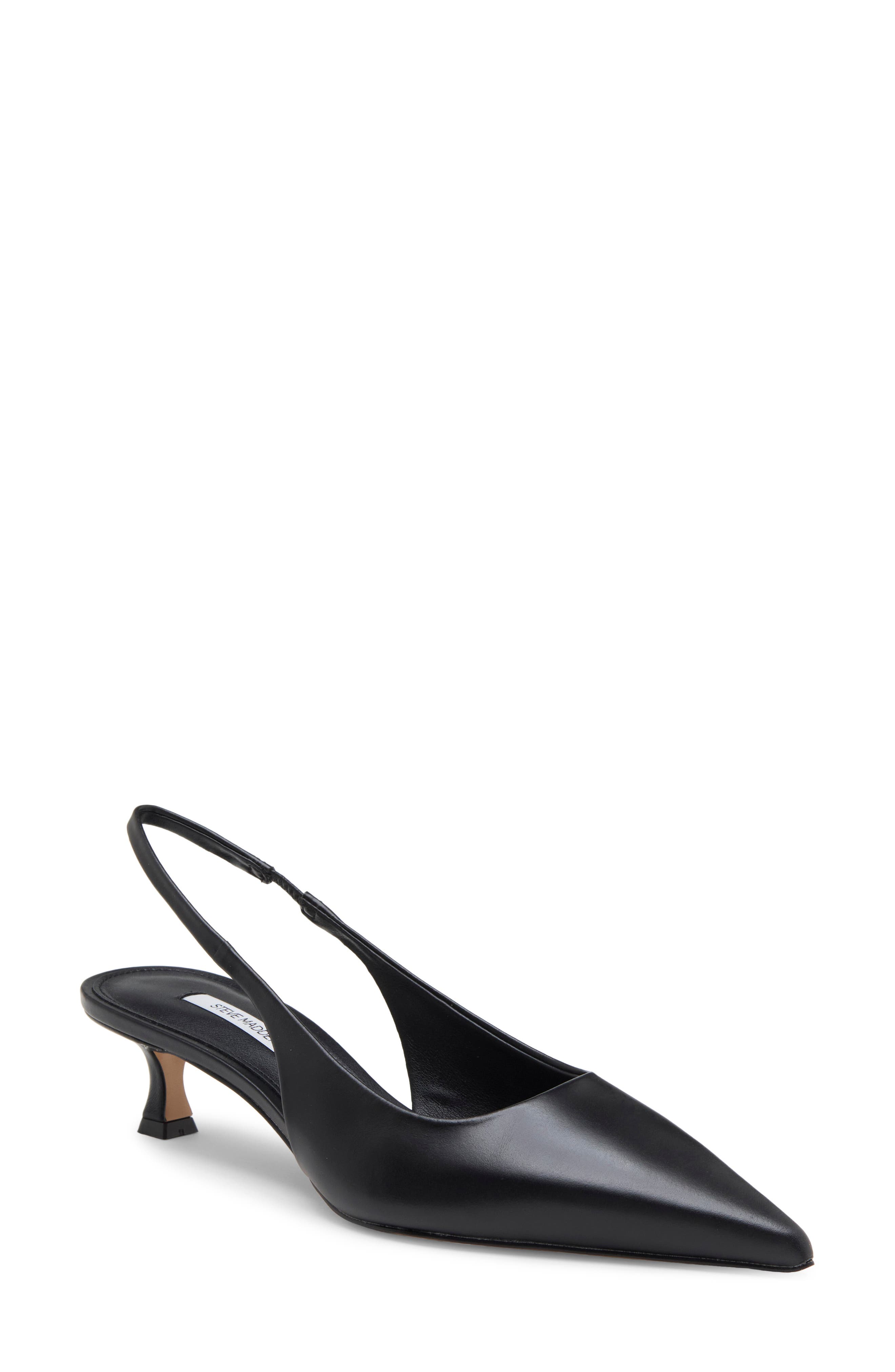 Kathy Slingback Pointed Toe Pump, Main, color, BLACK LEATHER